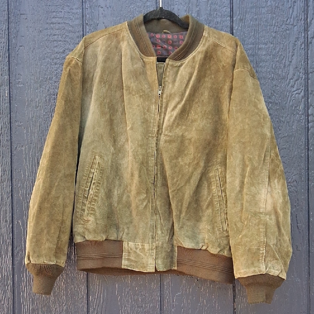 Vintage  Clipper Green Suede Bomber Jacket
